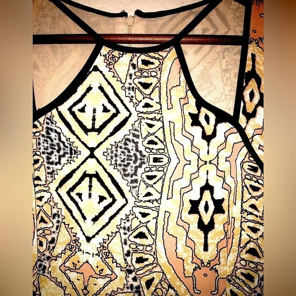 Bohemian Summer Dress Flowing Rayon Fabric, Two Tone Print, Full Length - Picture 3 of 5